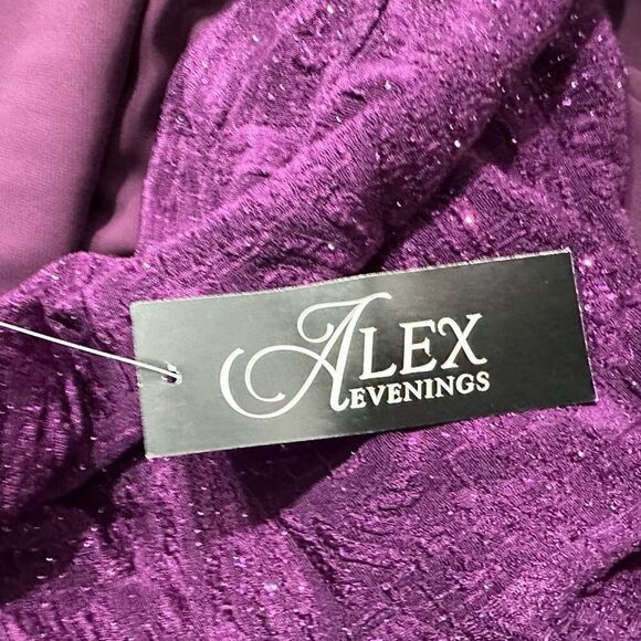 Alex Evenings Dress Women's Plus 16W Purple Glitter Jacquard Knit Maxi Gown NWT - Picture 8 of 8